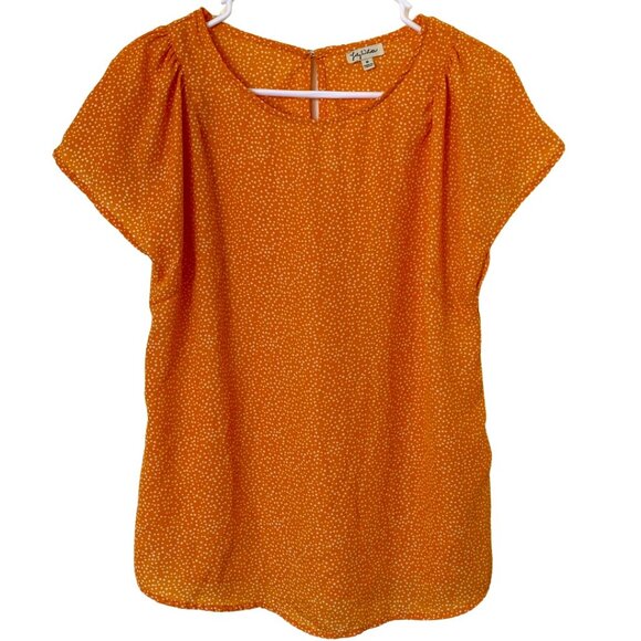 Lily White Tops - Lily White Orange and White Dot Print Blouse – Size M